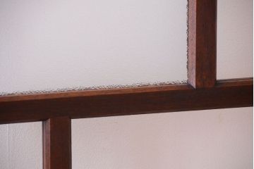 和製アンティーク　ダイヤガラス入り!幅広ガラス戸2枚セット