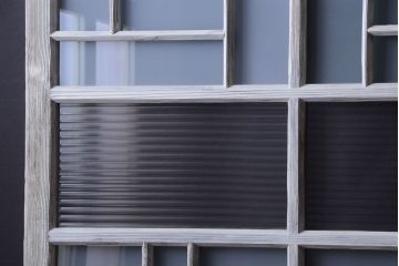 アンティークペイント　モール・ダイヤ・すりガラス入り!ガラス戸4枚セット