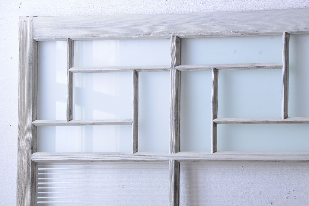 アンティークペイント　モール・ダイヤ・すりガラス入り!ガラス戸4枚セット