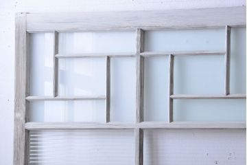 アンティークペイント　モール・ダイヤ・すりガラス入り!ガラス戸4枚セット