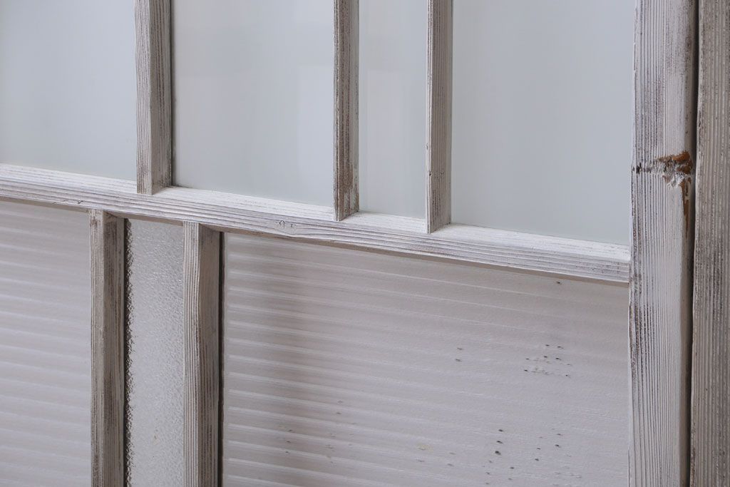 アンティークペイント　モール・ダイヤ・すりガラス入り!ガラス戸4枚セット