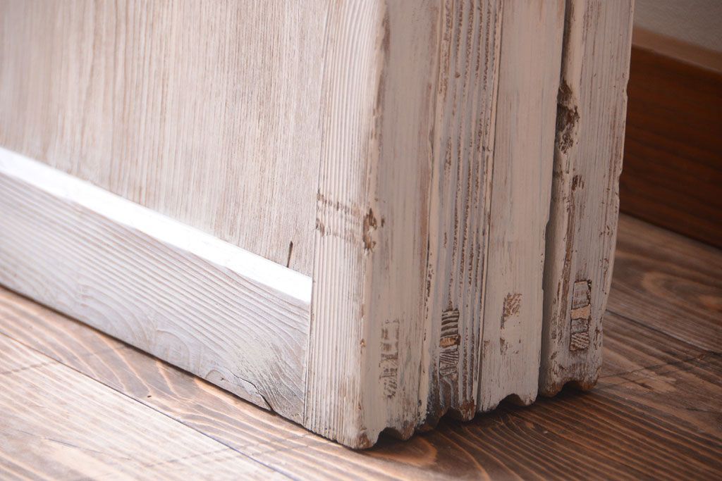 アンティークペイント　モール・ダイヤ・すりガラス入り!ガラス戸4枚セット