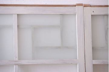 アンティークペイント　モール・ダイヤ・すりガラス入り!ガラス戸4枚セット