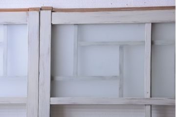 アンティークペイント　モール・ダイヤ・すりガラス入り!ガラス戸4枚セット