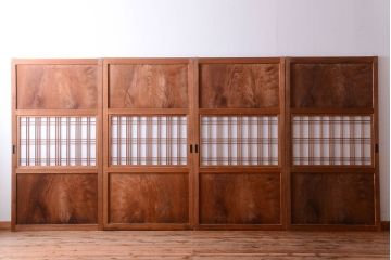 古民具・骨董　明治〜大正　高級品!一枚板の上質な障子帯戸4枚セット