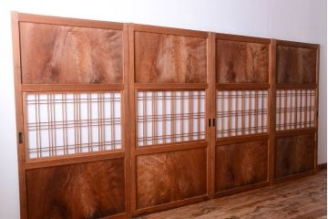 古民具・骨董　明治〜大正　高級品!一枚板の上質な障子帯戸4枚セット