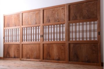 古民具・骨董　明治〜大正　高級品!一枚板の上質な障子帯戸4枚セット