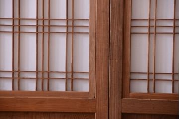 古民具・骨董　明治〜大正　高級品!一枚板の上質な障子帯戸4枚セット