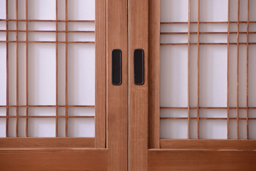 古民具・骨董　明治〜大正　高級品!一枚板の上質な障子帯戸4枚セット