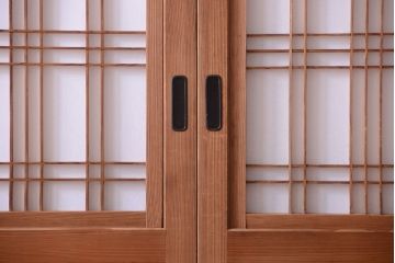 古民具・骨董　明治〜大正　高級品!一枚板の上質な障子帯戸4枚セット