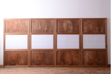 古民具・骨董　明治〜大正　高級品!一枚板の上質な障子帯戸4枚セット