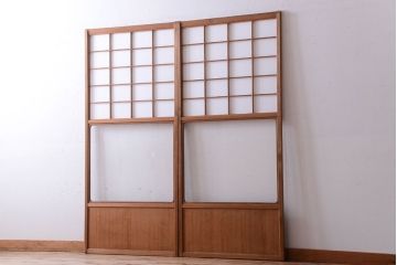 中古　直ガラス障子戸2枚セット(雪見障子戸、引き戸、擦り上げ障子戸、擦上障子戸)(2)