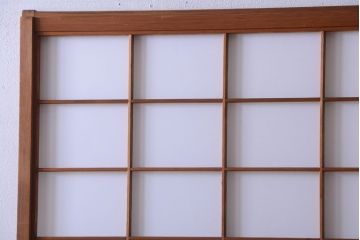 中古　直ガラス障子戸2枚セット(雪見障子戸、引き戸、擦り上げ障子戸、擦上障子戸)(2)
