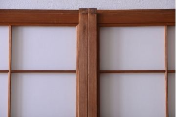 中古　直ガラス障子戸2枚セット(雪見障子戸、引き戸、擦り上げ障子戸、擦上障子戸)(2)