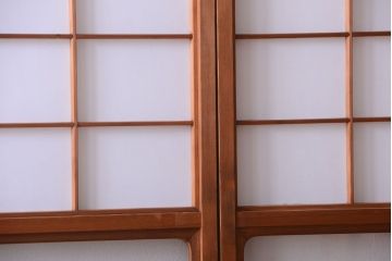 中古　直ガラス障子戸2枚セット(雪見障子戸、引き戸、擦り上げ障子戸、擦上障子戸)(2)