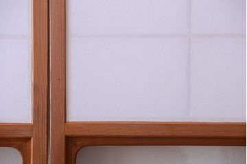 中古　直ガラス障子戸2枚セット(雪見障子戸、引き戸、擦り上げ障子戸、擦上障子戸)(2)