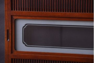 古民具・骨董　腰板欅材!裏ガラス付きアンティーク格子戸
