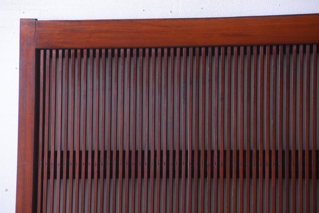 古民具・骨董　腰板欅材!裏ガラス付きアンティーク格子戸