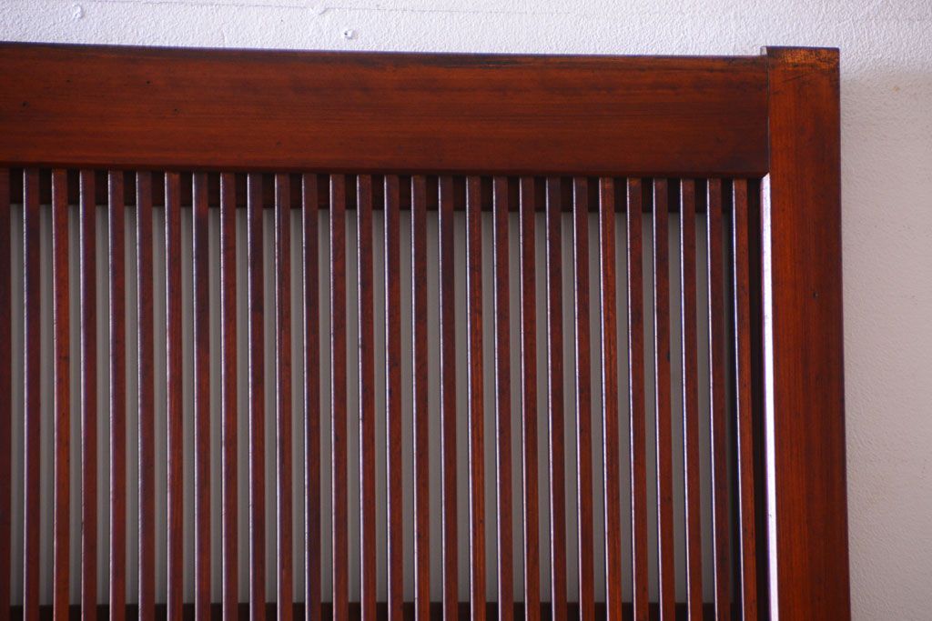 古民具・骨董　腰板欅材!裏ガラス付きアンティーク格子戸