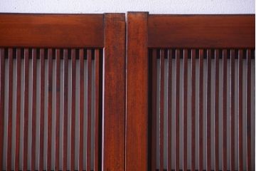 古民具・骨董　腰板欅材!裏ガラス付きアンティーク格子戸