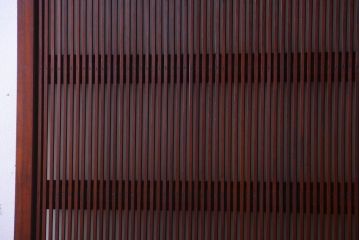 古民具・骨董　腰板欅材!裏ガラス付きアンティーク格子戸