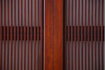 古民具・骨董　腰板欅材!裏ガラス付きアンティーク格子戸