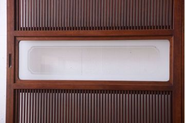 古民具・骨董　腰板欅材!裏ガラス付きアンティーク格子戸