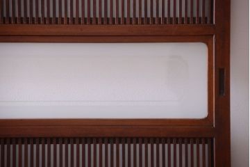 古民具・骨董　腰板欅材!裏ガラス付きアンティーク格子戸