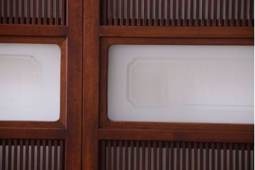 古民具・骨董　腰板欅材!裏ガラス付きアンティーク格子戸