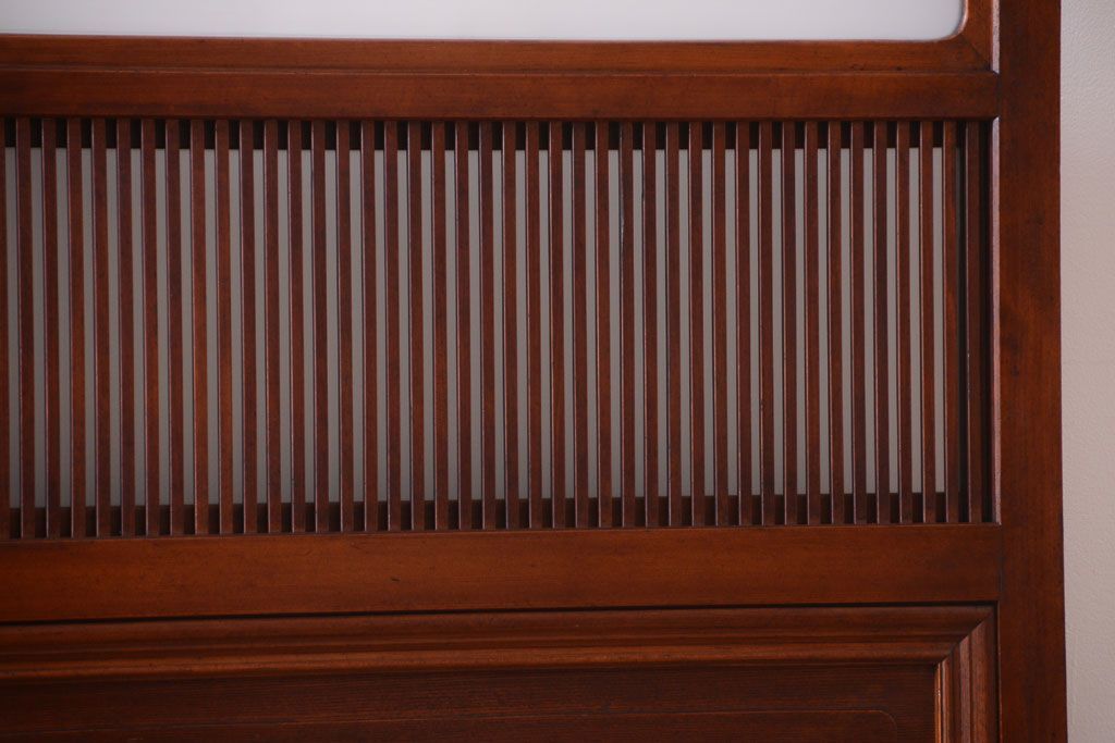 古民具・骨董　腰板欅材!裏ガラス付きアンティーク格子戸