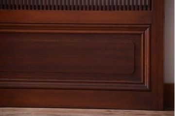 古民具・骨董　腰板欅材!裏ガラス付きアンティーク格子戸