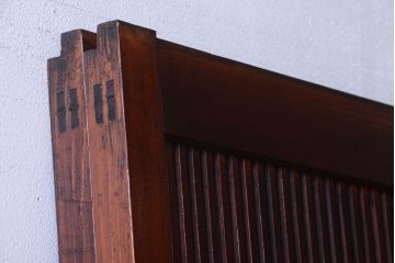 古民具・骨董　腰板欅材!裏ガラス付きアンティーク格子戸