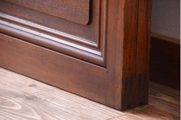 古民具・骨董　腰板欅材!裏ガラス付きアンティーク格子戸