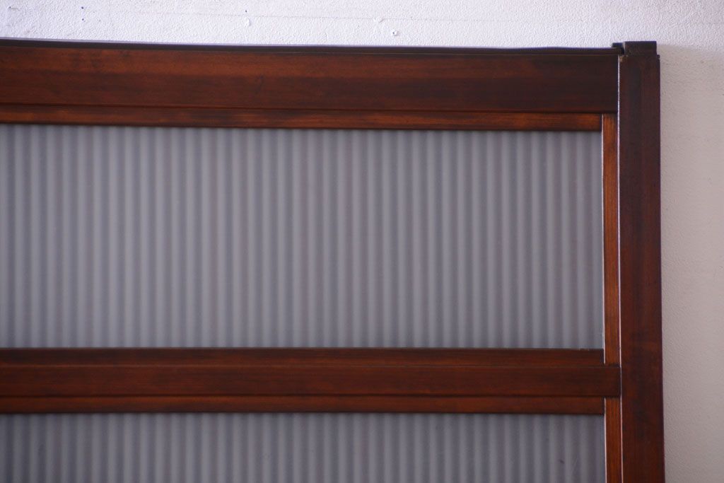 古民具・骨董　腰板欅材!裏ガラス付きアンティーク格子戸