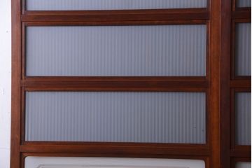 古民具・骨董　腰板欅材!裏ガラス付きアンティーク格子戸