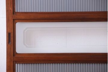 古民具・骨董　腰板欅材!裏ガラス付きアンティーク格子戸