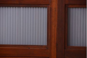 古民具・骨董　腰板欅材!裏ガラス付きアンティーク格子戸