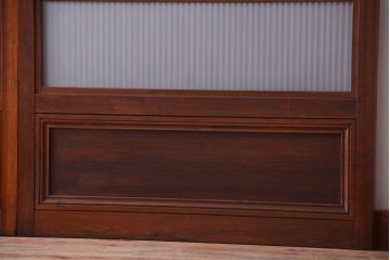 古民具・骨董　腰板欅材!裏ガラス付きアンティーク格子戸