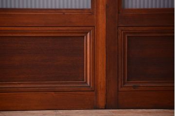 古民具・骨董　腰板欅材!裏ガラス付きアンティーク格子戸