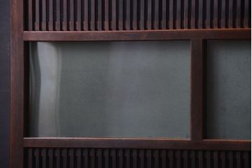 古民具・骨董　裏障子付き!アンティークガラス帯格子戸