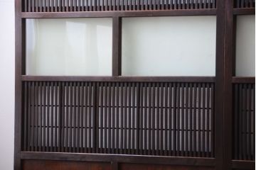 古民具・骨董　裏障子付き!アンティークガラス帯格子戸
