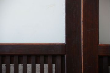 古民具・骨董　裏障子付き!アンティークガラス帯格子戸