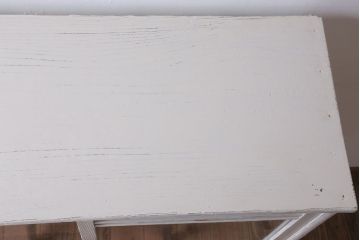 アンティーク家具　アンティークペイント　気泡ガラス引き戸のキャビネット(収納棚)