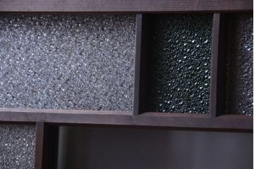 大正ロマン　当時物色ガラス入り!古い薬局のアンティークガラス戸2枚セット