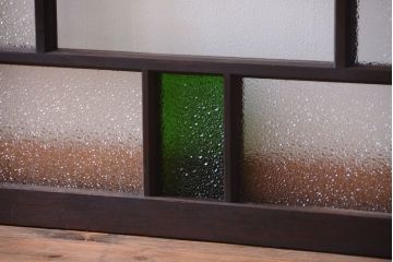 大正ロマン　当時物色ガラス入り!古い薬局のアンティークガラス戸2枚セット