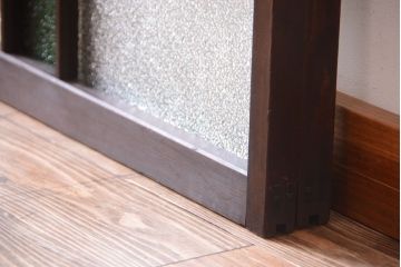 大正ロマン　当時物色ガラス入り!古い薬局のアンティークガラス戸2枚セット