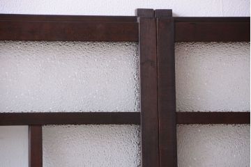 大正ロマン　当時物色ガラス入り!古い薬局のアンティークガラス戸2枚セット