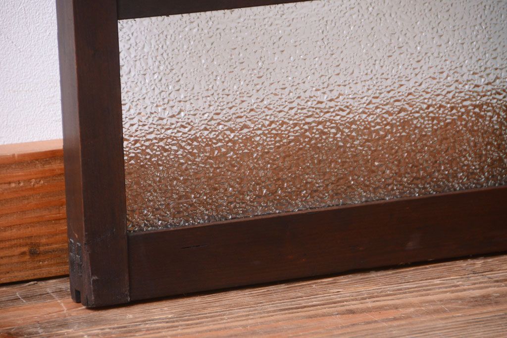 大正ロマン　当時物色ガラス入り!古い薬局のアンティークガラス戸2枚セット