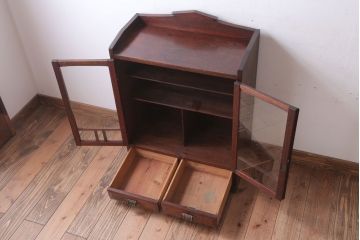 アンティーク家具　大正ロマン　古い木製のアンティークブックケース(本箱)