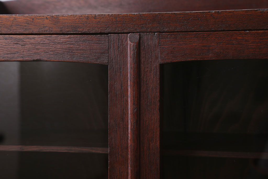 アンティーク家具　大正ロマン　古い木製のアンティークブックケース(本箱)